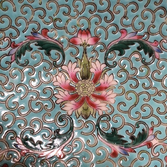 Porcelain Inlayed Floral & Scripted Designed Bowl - Picture 10 of 12